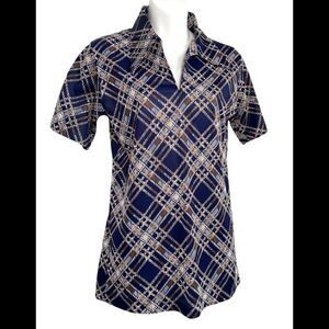 Vintage 1970s Plaid Wing Tip Collar Plaid Short Sleeve Men’s Shirt Small…